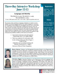 Three-Day Intensive Workshop June 13-15 Language and Identity Registration