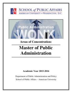 Master of Public Administration Areas of Concentration: Academic Year 2015-2016