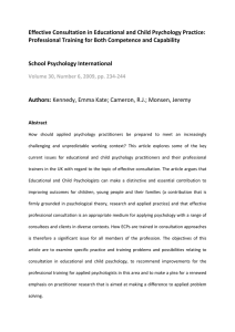 Effective Consultation in Educational and Child Psychology Practice:  Professional Training for Both Competence and Capability