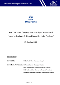 Batlivala &amp; Karani Securities India Pvt. Ltd. 27 October 2008