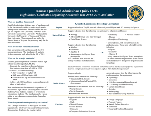 Kansas Qualified Admissions Quick Facts Qualified Admissions Precollege Curriculum