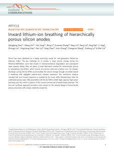 Inward lithium-ion breathing of hierarchically porous silicon anodes ARTICLE