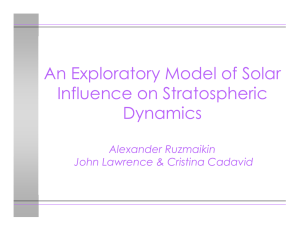 An Exploratory Model of Solar Influence on Stratospheric Dynamics Alexander Ruzmaikin