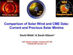 Comparison of Solar Wind and CME Data: David Webb &amp; Sarah Gibson