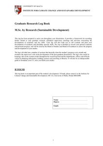 Graduate Research Log Book M.Sc. by Research (Sustainable Development)