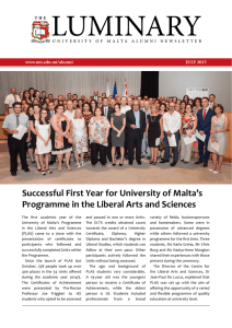 LUMINARY Successful First Year for University of Malta’s JULY 2015