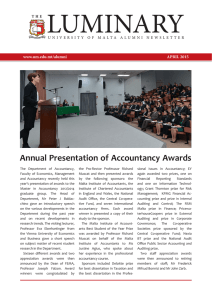 LUMINARY Annual Presentation of Accountancy Awards APRIL 2015 www.um.edu.mt/alumni