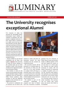 LUMINARY The University recognises exceptional Alumni FEBRUARY 2015