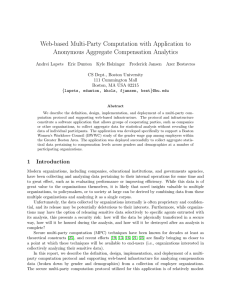 Web-based Multi-Party Computation with Application to Anonymous Aggregate Compensation Analytics