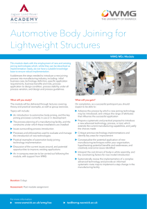 Automotive Body Joining for Lightweight Structures WMG MSc Module