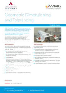 Geometric Dimensioning and Tolerancing WMG MSc Module