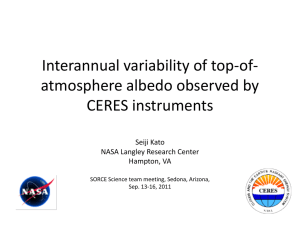Interannual variability of top-of- atmosphere albedo observed by CERES instruments Seiji Kato