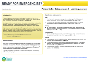 – Learning Journey Pandemic flu: Being prepared Pandemic flu