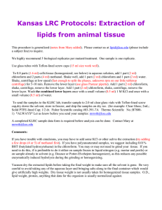 Kansas LRC Protocols: Extraction of lipids from animal tissue