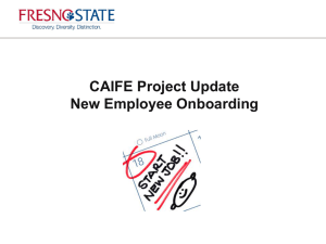 CAIFE Project Update New Employee Onboarding
