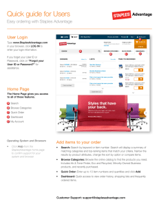 Quick guide for Users User Login Easy ordering with Staples Advantage