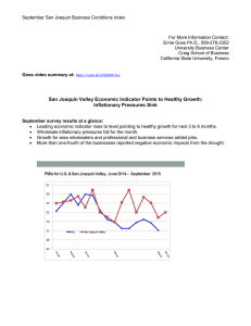 September San Joaquin Business Conditions Index  For More Information Contact: