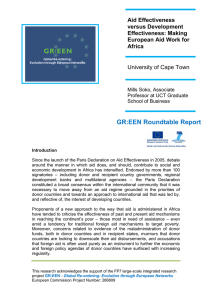 GR:EEN Roundtable Report Aid Effectiveness versus Development