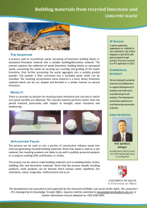 Building materials from recycled limestone and concrete waste T