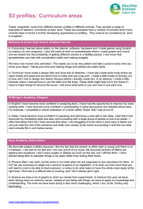 S3 profiles: Curriculum areas