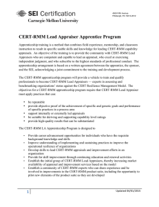 CERT-RMM Lead Appraiser Apprentice Program