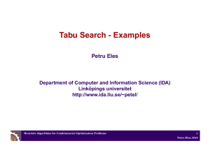 Tabu Search - Examples Petru Eles