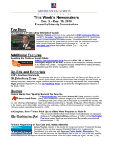 This Week’s Newsmakers Top Story – Dec. 10, 2010 Dec. 3