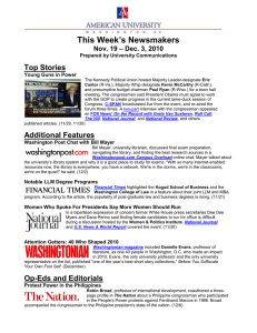 This Week’s Newsmakers Top Stories – Dec. 3, 2010 Nov. 19
