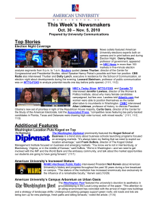 This Week’s Newsmakers Top Stories – Nov. 5, 2010 Oct. 30