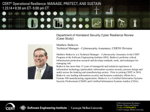 Department of Homeland Security Cyber Resilience Review (Case Study)  Matthew Butkovic