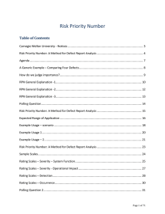 Risk Priority Number Table of Contents