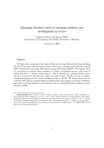 Managing …nancial crises in emerging markets: new developments in review