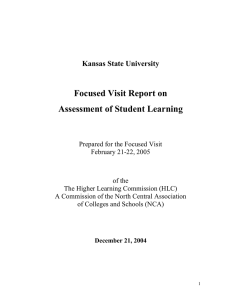 Focused Visit Report on Assessment of Student Learning