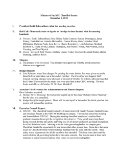 Minutes of the KSU Classified Senate December 1, 2010  I.