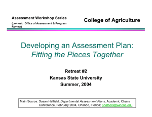 Developing an Assessment Plan: Fitting the Pieces Together College of Agriculture Retreat #2
