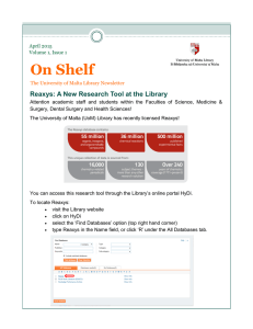 On Shelf Reaxys: A New Research Tool at the Library
