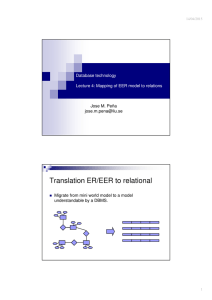 Translation ER/EER to relational Database technology Jose M. Peña