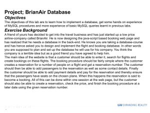 Project; BrianAir Database Objectives