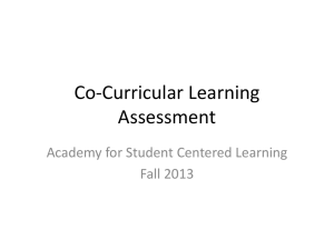 Co-Curricular Learning Assessment Academy for Student Centered Learning Fall 2013