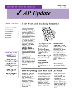 AP Update  FY14 Year End Training Schedule