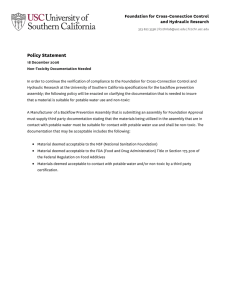 Policy Statement Foundation for Cross-Connection Control and Hydraulic Research