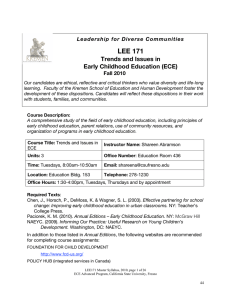 LEE 171 Trends and Issues in Early Childhood Education (ECE)