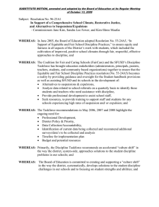 SUBSTITUTE MOTION, amended and adopted by the Board of Education... of October 13, 2009