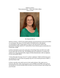 Sabrina Lochner Telecommunication – News and Public Affairs Class of 1993