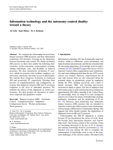Information technology and the autonomy–control duality: toward a theory