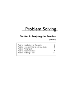 Problem Solving Section 1: Analysing the Problem