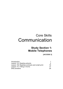 Communication Core Skills Study Section 1: