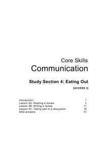 Communication Core Skills Study Section 4: Eating Out