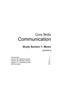 Communication Core Skills Study Section 7: Music