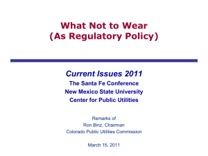 What Not to Wear (As Regulatory Policy) Current Issues 2011